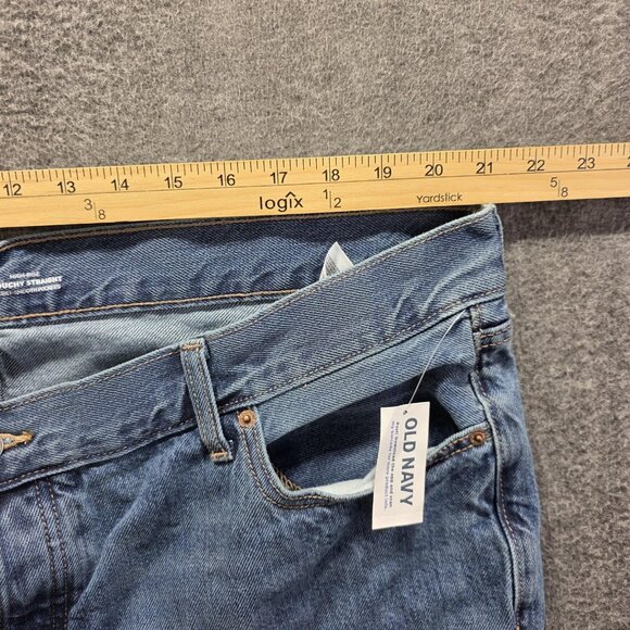 Old Navy Jeans Womens 20 Blue High Rise Slouchy Straight Distressed Raw Hem - Picture 7 of 11